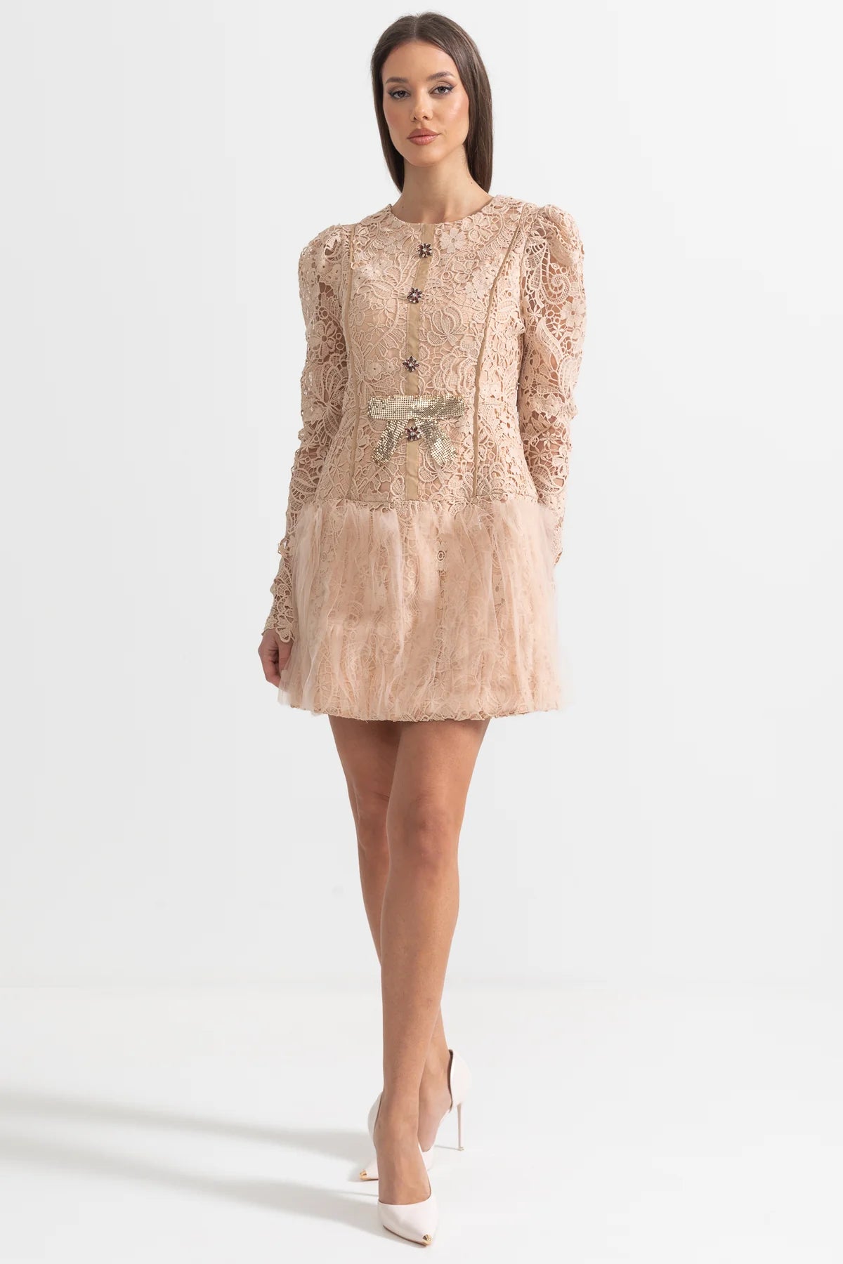 Amalia Dress With Tulle Skirt And Lace Details